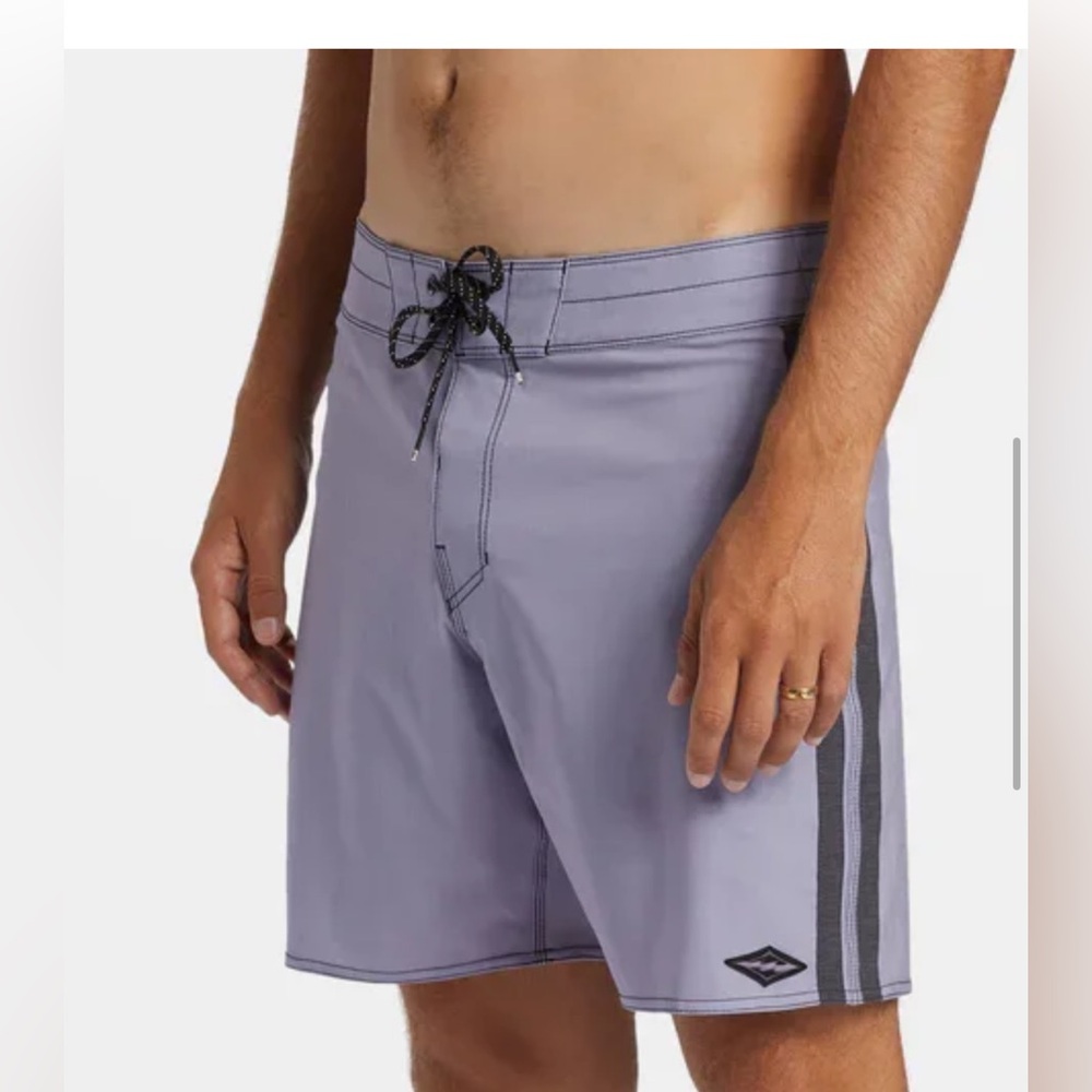 Billabong purple ash gray stripe  Board Shorts with Drawstring Waist